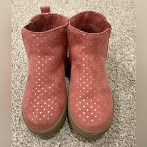 GAP Pink Suede Ankle Boots with Gold Dots
